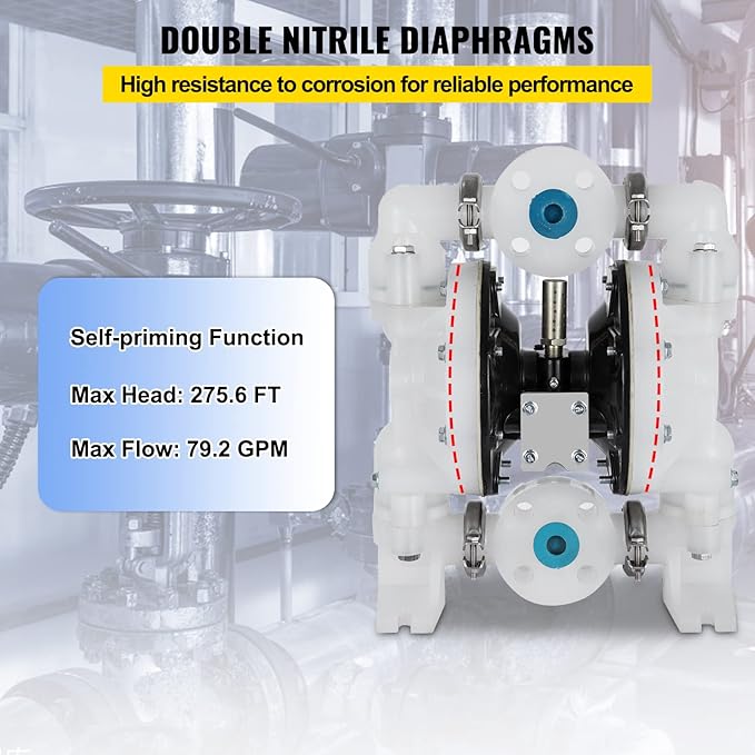 1" Air-Operated Double Diaphragm Pump Polypropylene